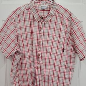 Columbia Regular Fit Casual Red Plaid Button-Down Shirt